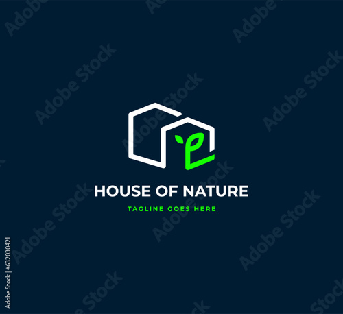 abstract house logo in simple flat style that can be used as a logo for eco friendly home project