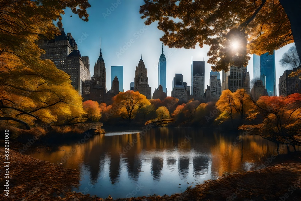 Obraz premium autumn in the park Created using generative AI tools