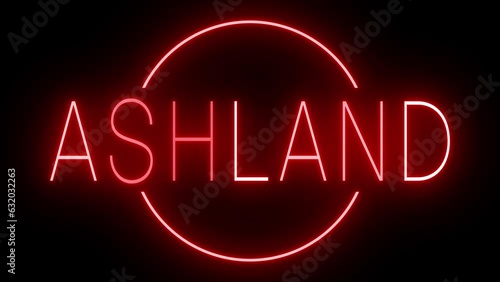 Red flickering and blinking neon sign for Ashland photo
