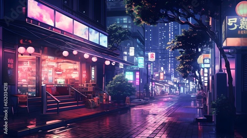 Retro Tokyo alley ambiance at night.