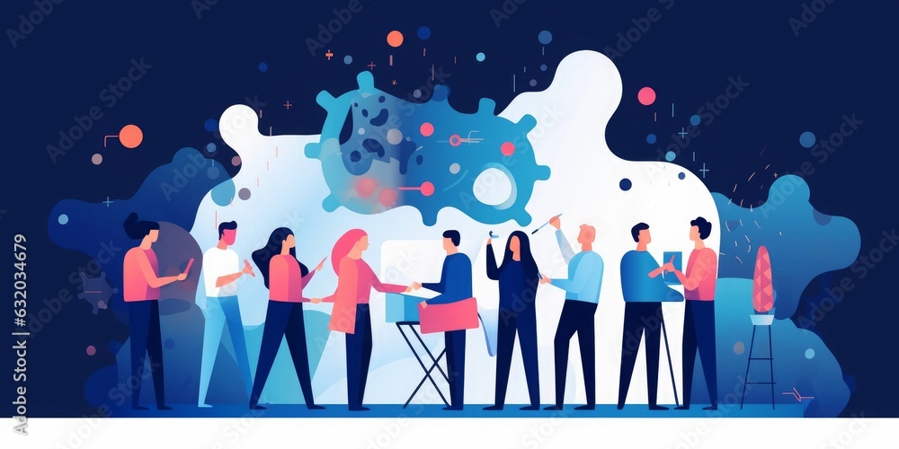 Team cooperation concept. Business  illustration, Generative AI