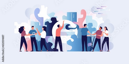 Team cooperation concept. Business illustration, Generative AI