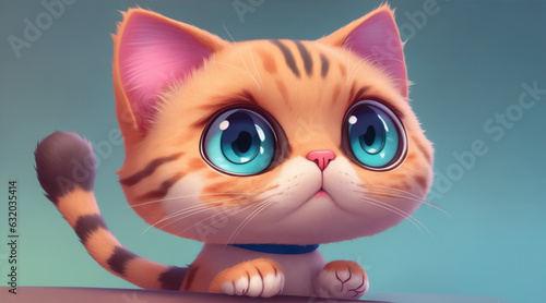 Cute cartoon cat. Generative AI.