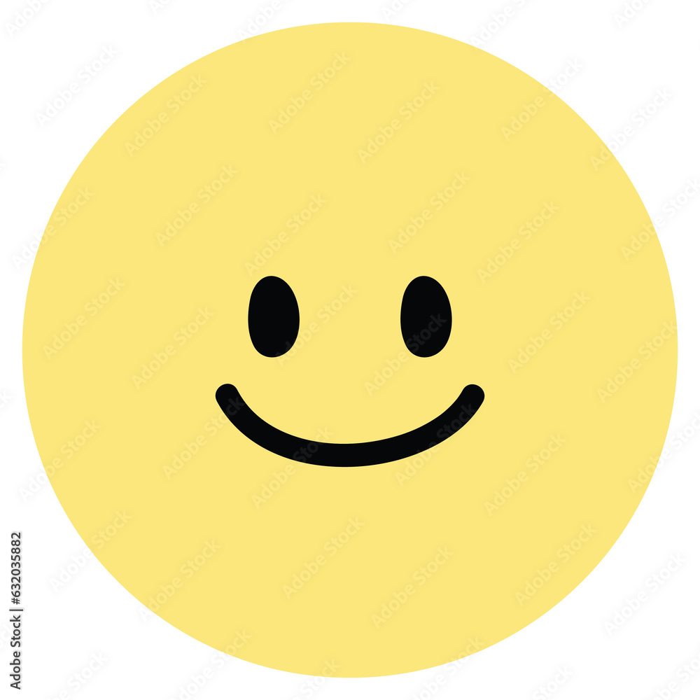 Fototapeta premium Illustration of pastel yellow smiling face png for cute decoration, cartoon character, comic, cute patches, shirt print, happy emoji, sticker, tattoo, emotion, good mood, expression, positive energy