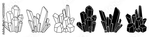 Crystals icon vector set. Minerals illustration sign collection. Stones symbol. Mine logo.