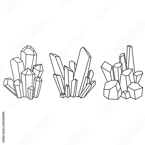 Crystals icon vector set. Minerals illustration sign collection. Stones symbol. Mine logo.