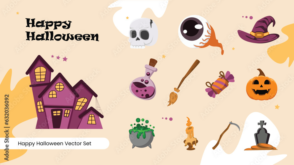 Fototapeta premium Happy Halloween Vector set