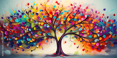 Multicolor Tree Of Life Oil Painting Background