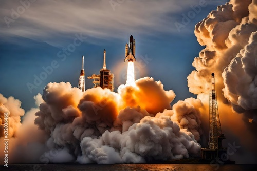 a rocket is lifting off to go in space - Generative AI