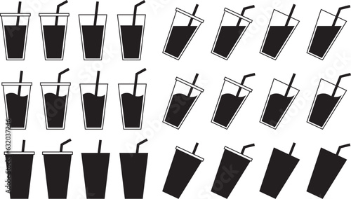 モノクロのジュースのベクターイラストセット
