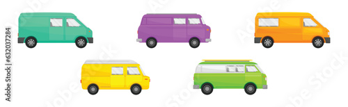 Bright Van as Road Vehicle and Transportation Vector Set