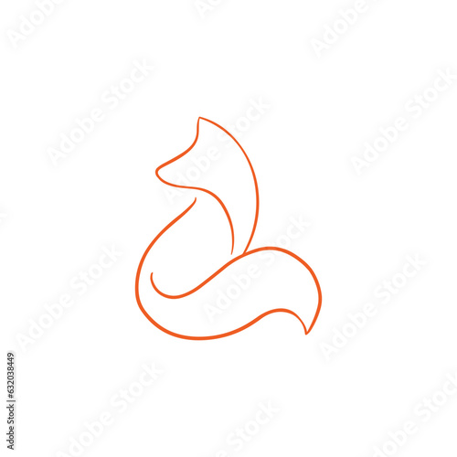 Mono line fox logo icon vector.