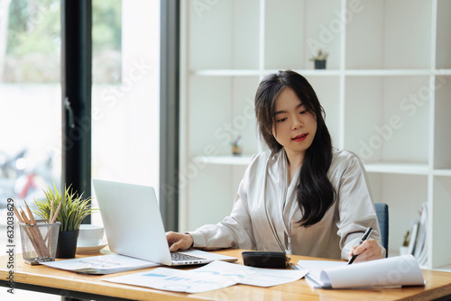 Professional Accountant Woman In Office Doing Accounting And Budget