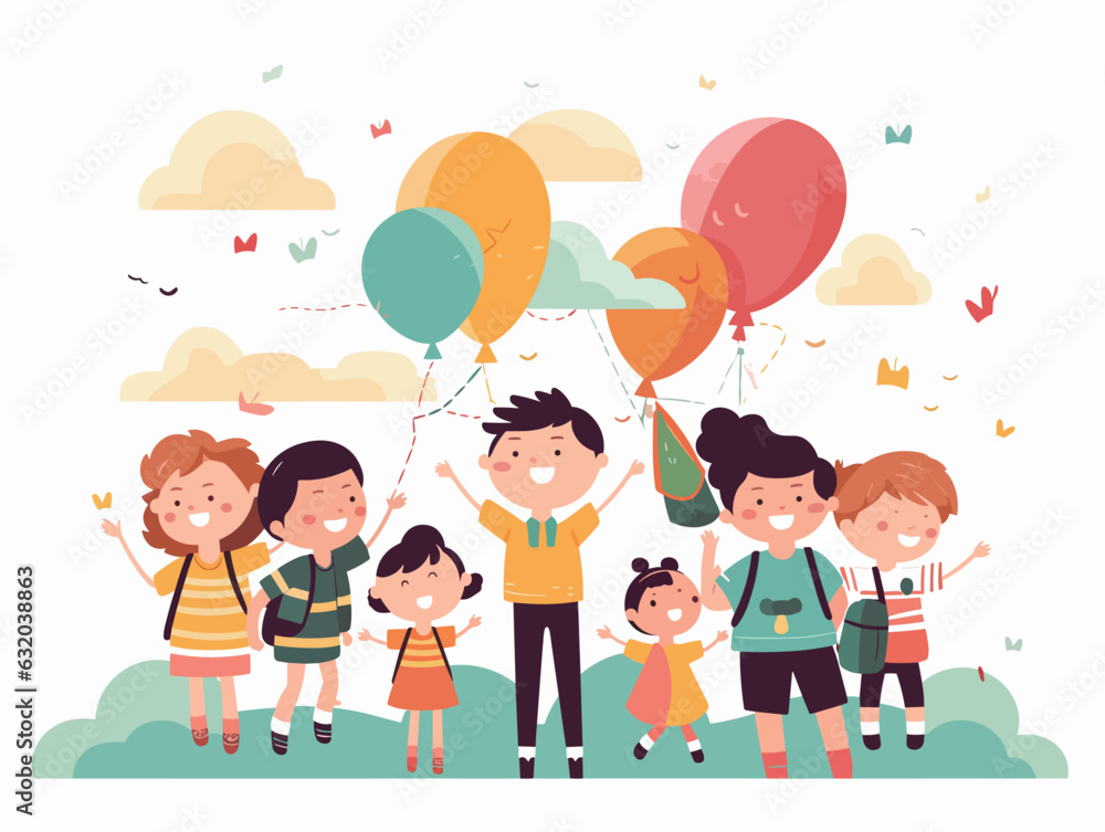 Children are playing happily on Children's Day Children are playing happily on Children's Day