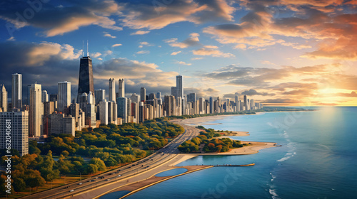 Chicago city Beautiful Panorama view