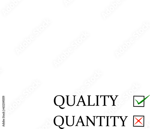 Bussiness template design concept to choose quality over quantity isolated on white background.
