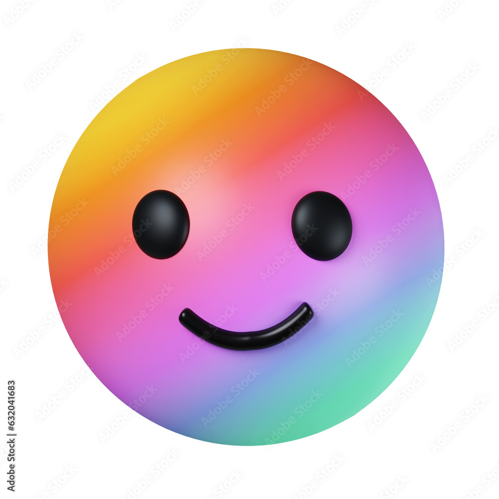 Fototapeta premium 3d emoji ride Month. smile emoji rainbow color. icon isolated on gray background. 3d rendering illustration. Clipping path.