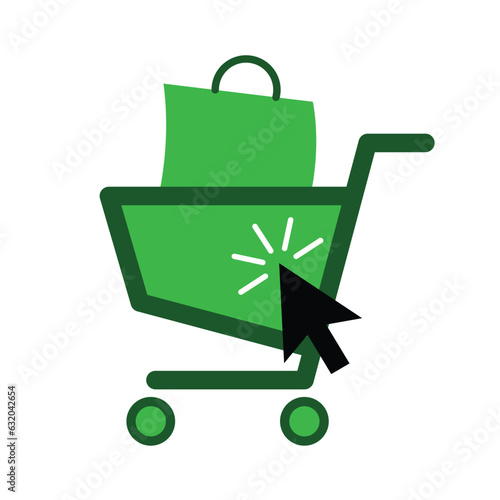 Shopping cart icon animation with cursor click button on alpha channel transparent background. Add to cart animation. Checkout ecommerce concept.