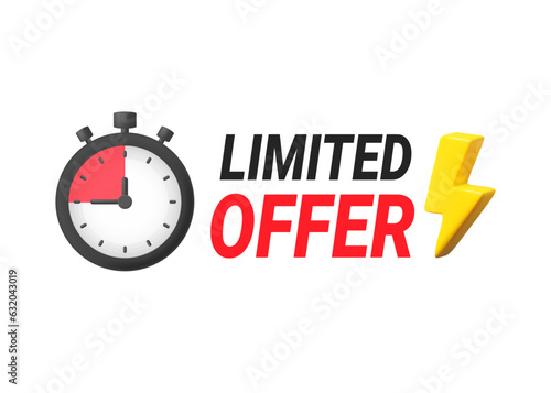 Limited offer icon. Last chance concept, countdown. Timer with tag.
