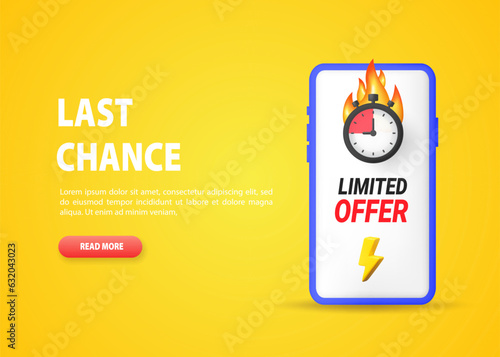 Last chance banner. Limited offer concept, countdown.