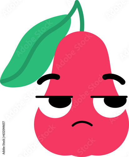 Rose Apple Face Looking Right Mistrust