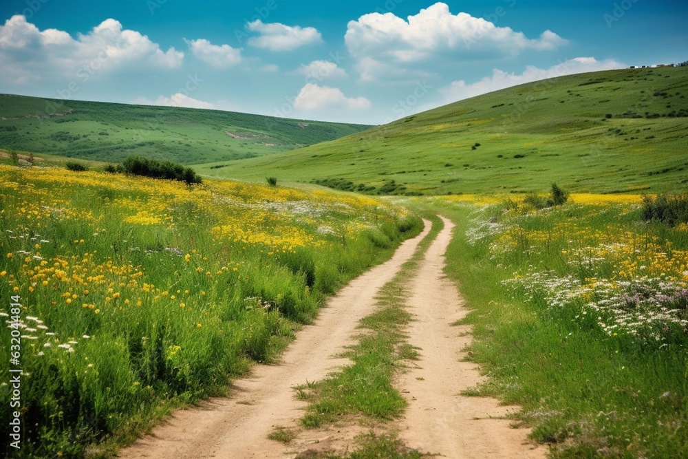 Naklejka premium landscape with a road