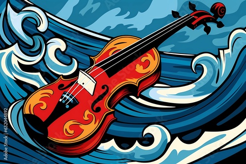 violin on the wave background