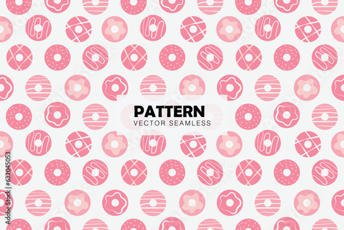 Pink donuts cute round circle shape seamless repeat pattern