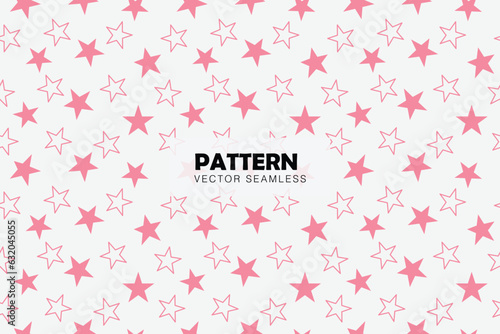 Pink stars cute shape seamless repeat vector pattern