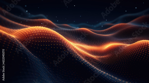 Abstract digital wave. Technological background. Created with Generative AI technology.