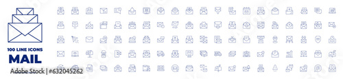 100 icons Mail collection. Thin line icon. Editable stroke. Easy edit.