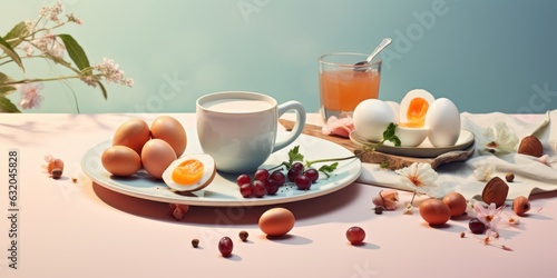 desayuno aesthetic con huevo poché aislado