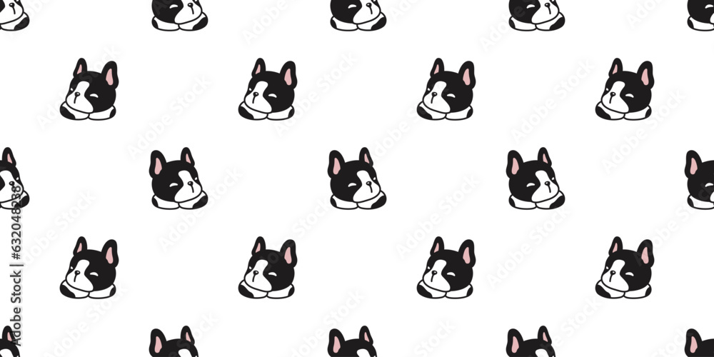 dog seamless pattern french bulldog sleeping cartoon puppy vector pet bread doodle gift wrapping paper tile background repeat wallpaper scarf isolated illustration design