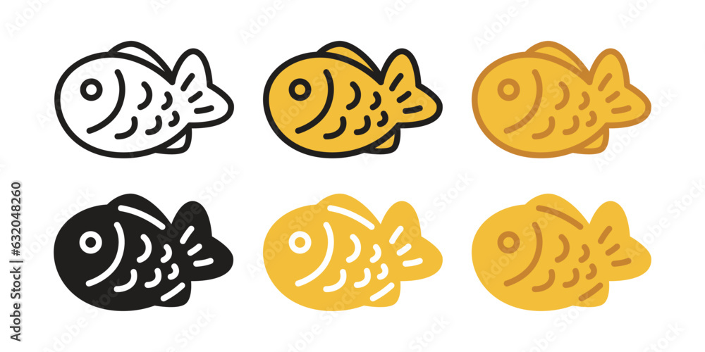 Fototapeta premium fish vector icon Taiyaki japanese bakery food snack salmon tuna doodle cartoon character symbol illustration design clip art