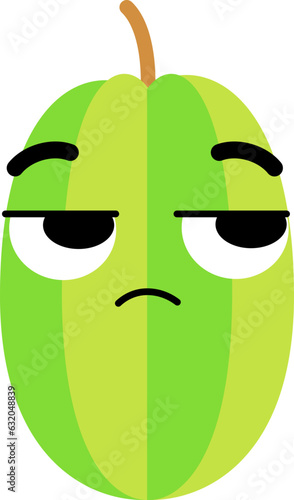 Star Fruit Face Looking Right Mistrust