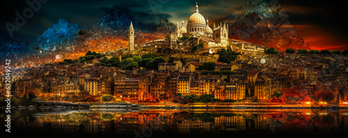 Vibrant French landmark mosaic-collage depicting a comprehensive panorama of the country s culture  architecture and landscapes in dynamic overlays. Ideal for tourism. Generative AI