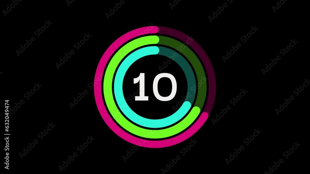 15 seconds 3 lines indicator countdown timer on black background. Pink, Green and Turquoise color. Fitness, exercise, sports and health concept. 4K Motion Graphics. 15 seconds 3 lines indicator countdown timer on black background. Pink, Green and Turquoise color. Fitness, exercise, sports and health concept. 4K Motion Graphics.