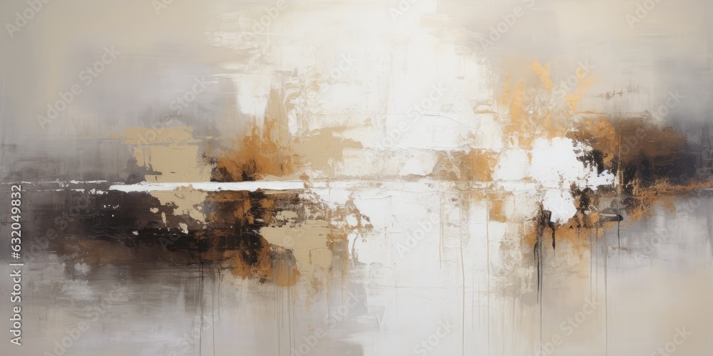 beige and grey texture abstract on white background, painting made of gold leaf on a white background, generative ai
