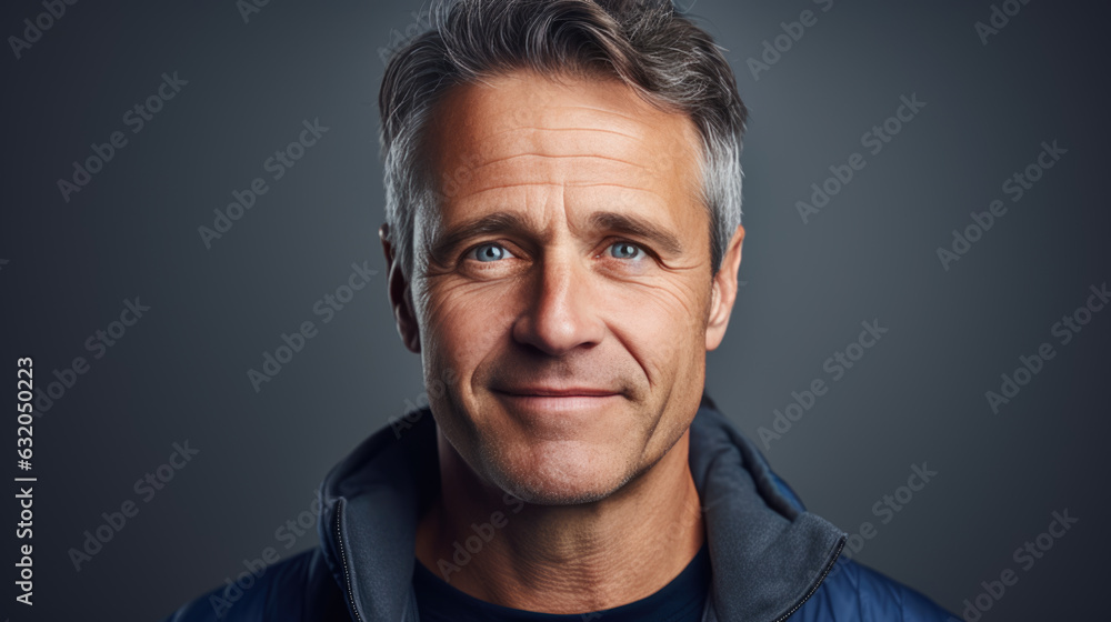 Middle-aged man smiles at the camera. Middle-aged man smiles at the camera.