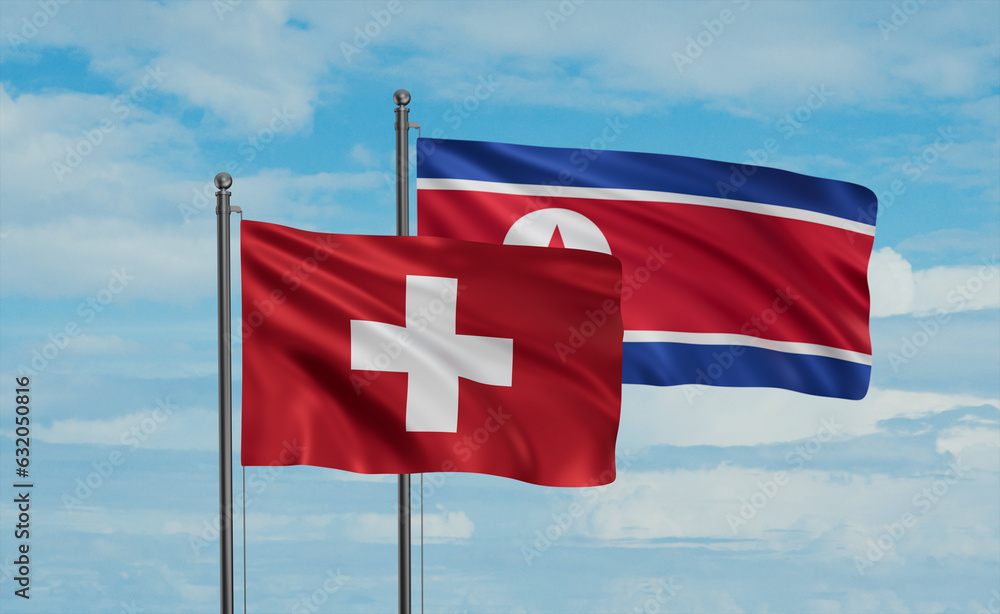 North Korea and Switzerland flag
