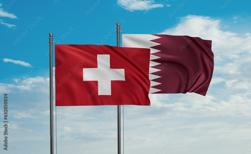 Qatar and Switzerland flag