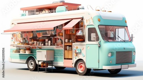 Food truck with ice cream, coffee, drinks, and snacks.