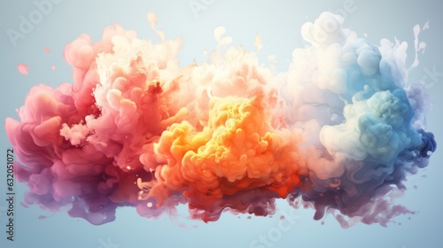 Set colorful cloud explosion game effect Isolated smoke element of gas explosion