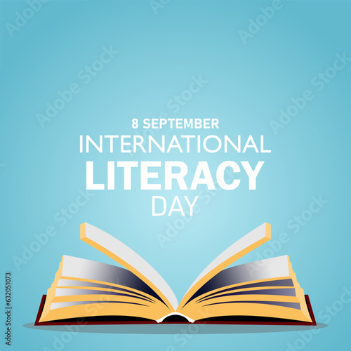 International Literacy Day, 8th September. Open book logo illustration vector.