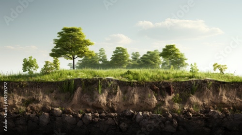 Soil ground or underground layers, grass, land and earth texture.