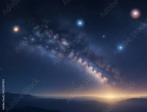 Space, galaxy night view from earth
