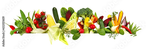 Fresh Vegetables Panorama - Isolated on Transparent PNG Background