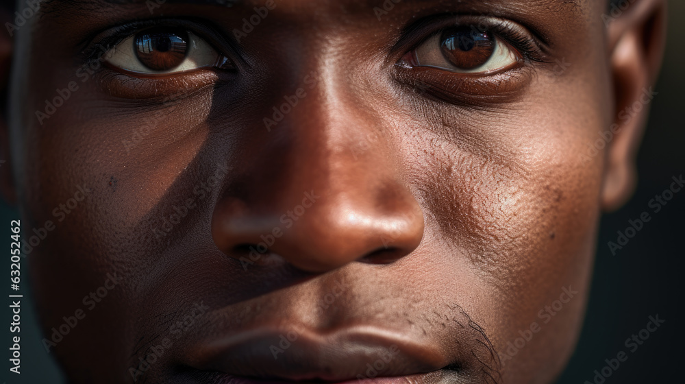 Close-up portrait of a young African American male.