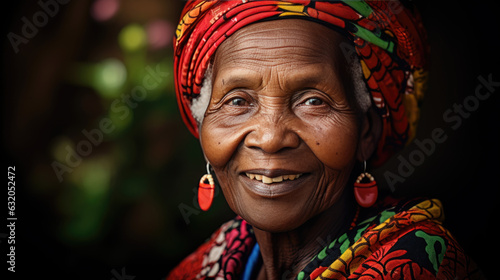 Portrait of an elderly African woman in national dress. © MP Studio