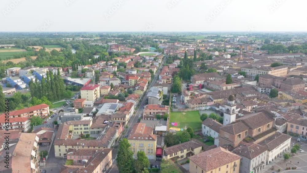 Crema Lombardy medieval housing streets Italy aerial Crema Lombardy medieval housing streets Italy aerial